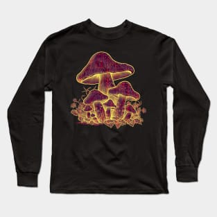 Brown Cyber Mushrooms Long Sleeve T-Shirt